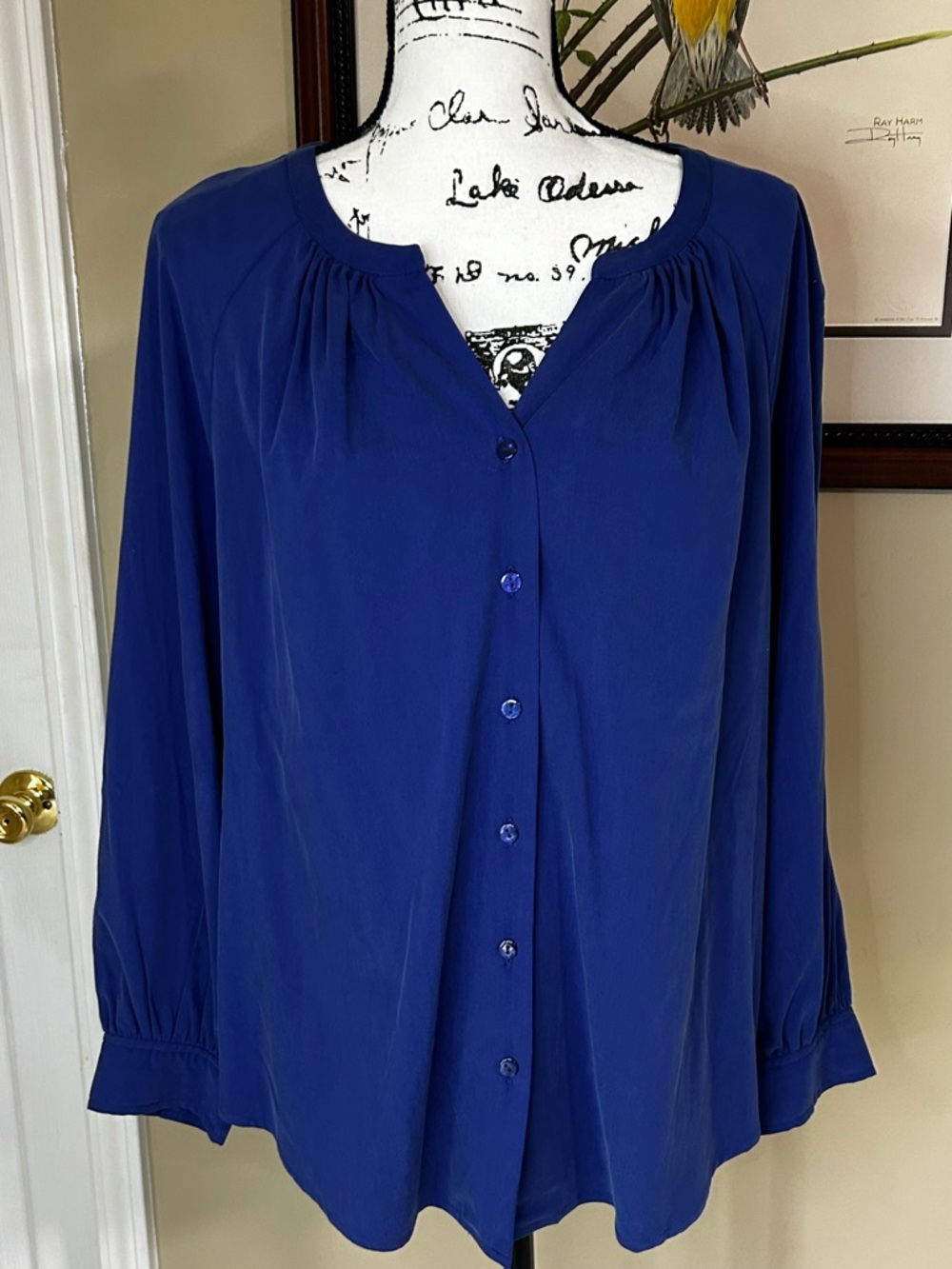 NWT Chico’s Blue Long Sleeve Top L/XL  New with tags Size 2